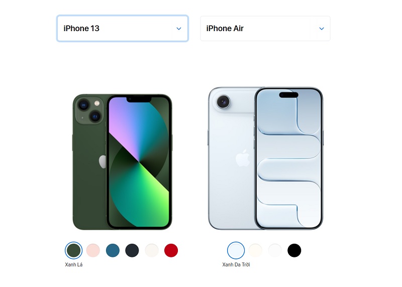 iPhone Air và iPhone 13 thường