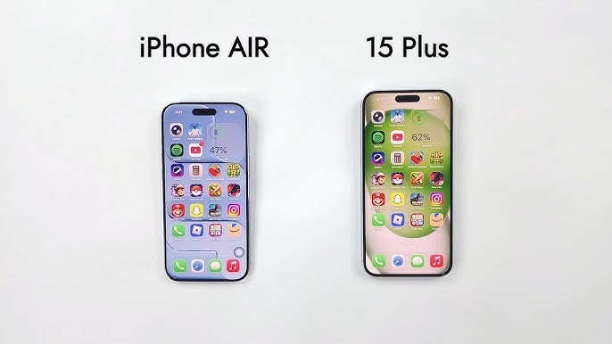 So sánh iPhone Air và iPhone 15 Plus qua màn hình