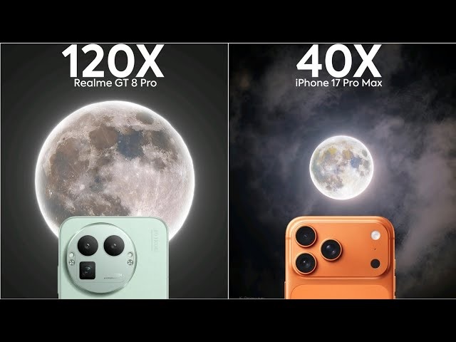 Realme GT 8 Pro và iPhone 17 Pro Max qua camera