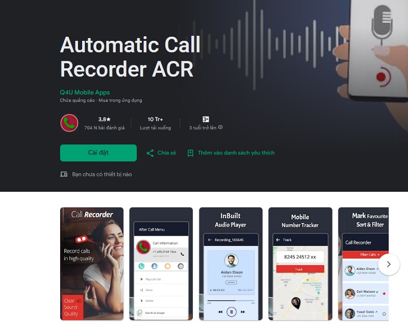 Phần mềm Automatic Call Recorder ghi âm cuộc gọi Zalo trên điện thoại Android