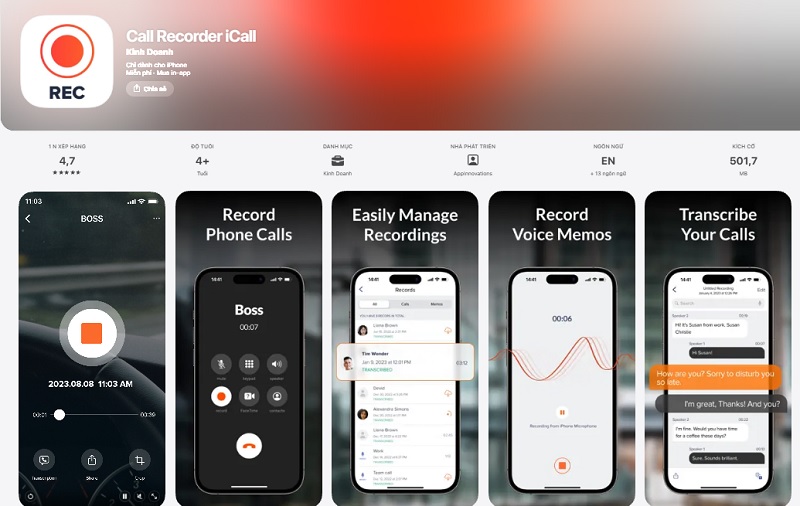 Phần mềm ghi âm cuộc gọi trên iPhone