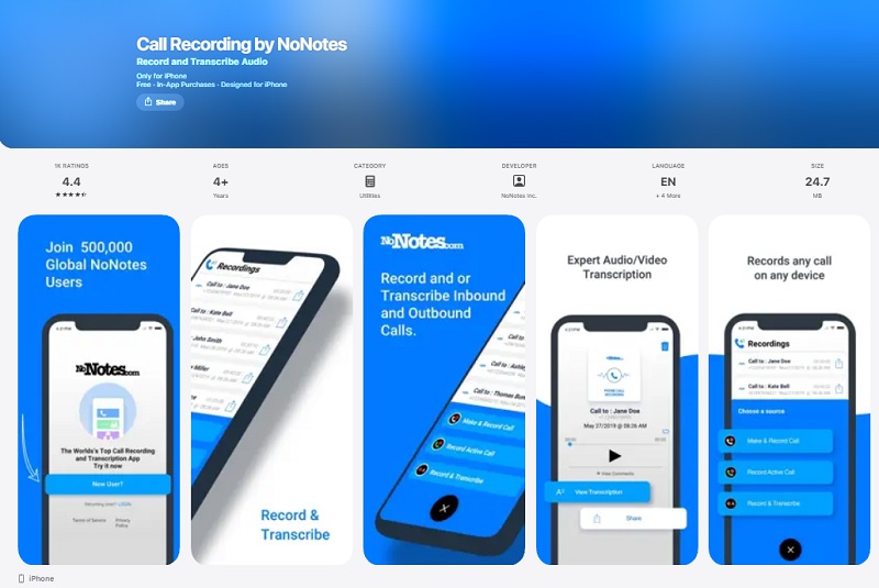Call Recording by NoNotes - Phần mềm ghi âm cuộc gọi trên iPhone