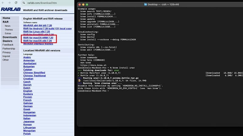 Cách giải nén file RAR trên MacBook sử dụng phần mềm UnRAR