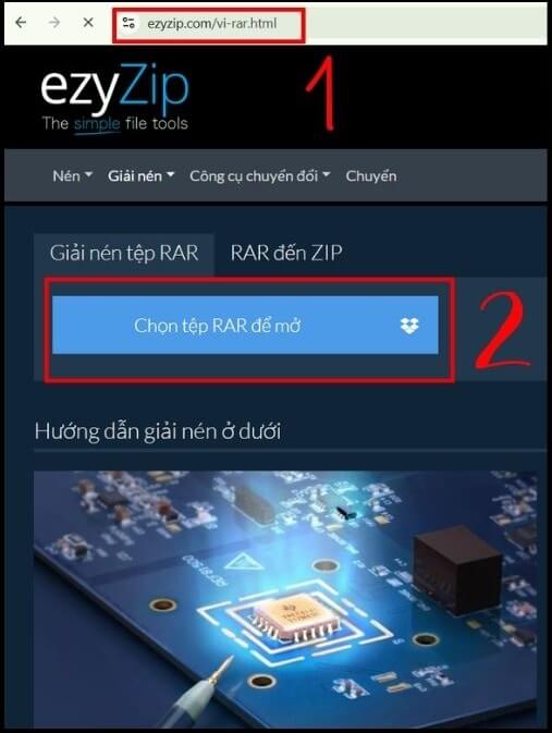 giải nén file RAR trên MacBook bằng ezyZip online
