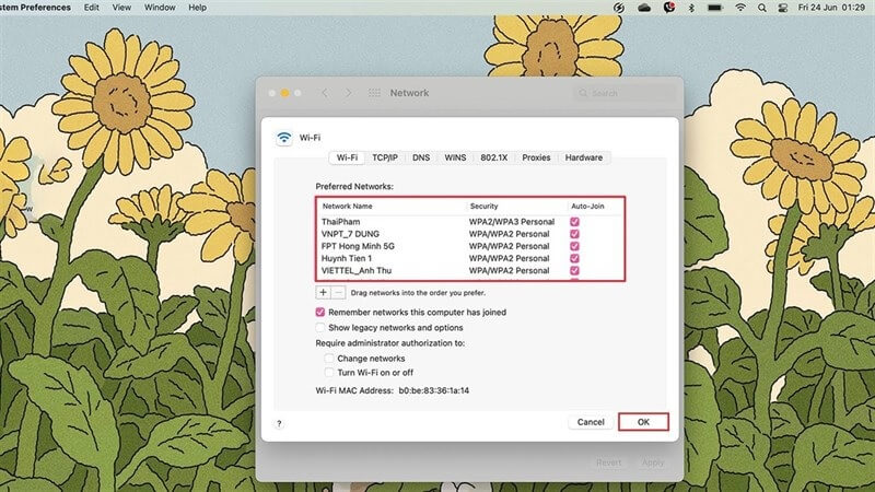 Ưu tiên mạng WiFi mong muốn trên Macbook