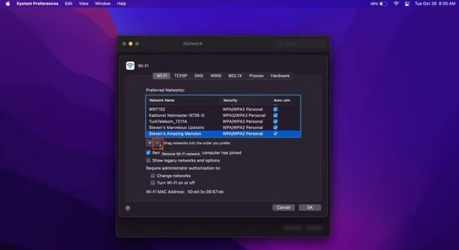 Cách quên WiFi trên MacBook