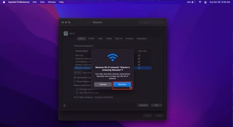 Cách quên WiFi trên MacBook