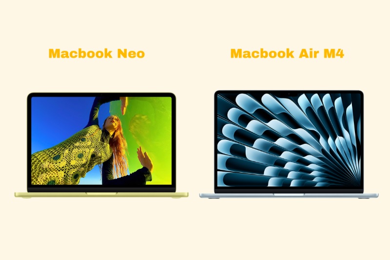 So sánh MacBook Neo và MacBook Air M4 qua màn hình