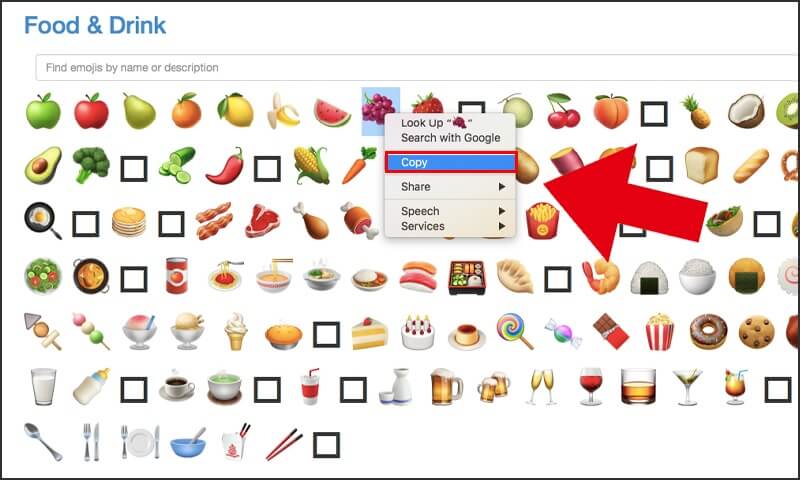 Nhập biểu tưởng (Emoji) qua website trên macbook