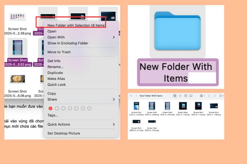 Tạo folder chứa các file đã chọn trên macbook