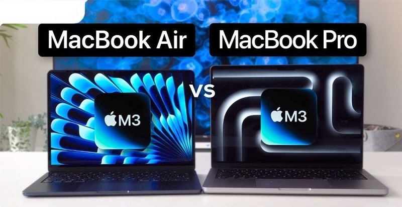So sánh MacBook Pro M3 và MacBook Air M3 qua màn hình