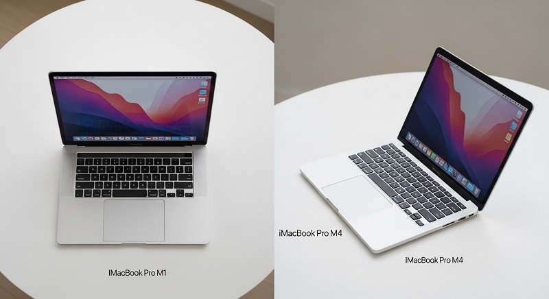 So sánh Macbook Pro M4 và Macbook Pro M1 qua màn hình