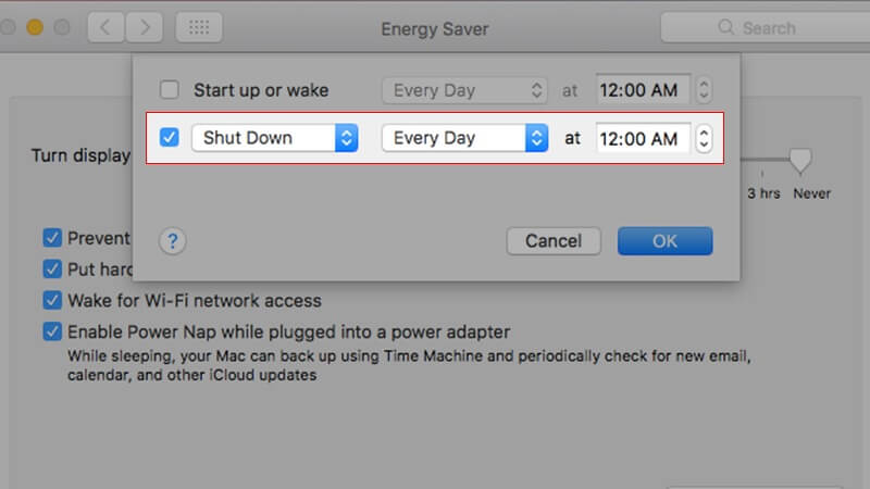Hẹn giờ tắt máy trên macOS 