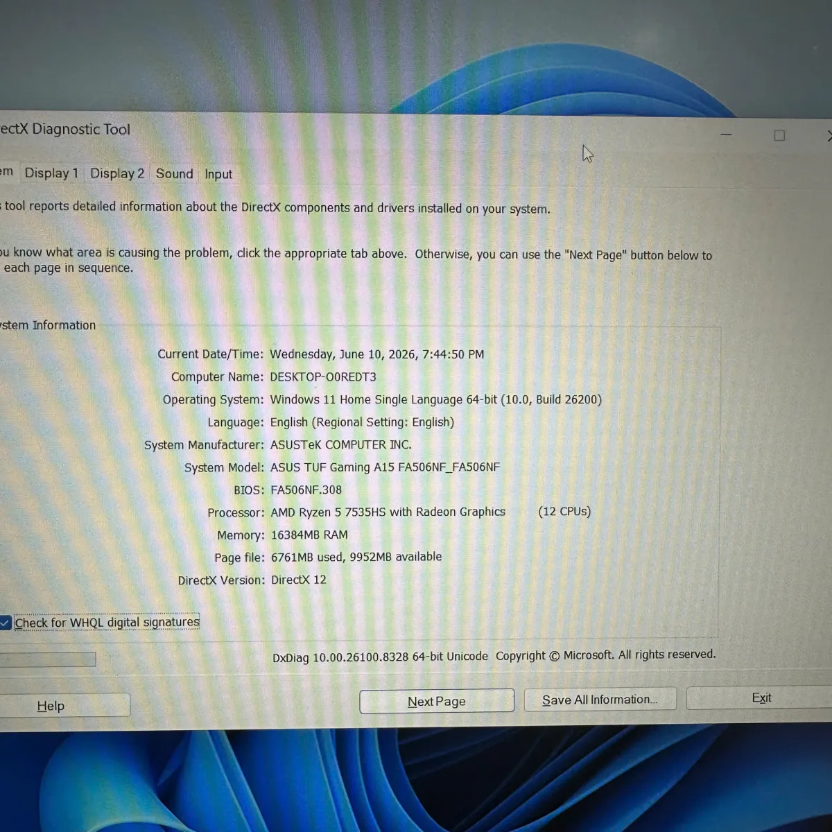 Asus Tuf Gaming A15 FA506NF AMD Ryzen 5-7535HS 16/512GB RTX2050 Đen Cũ