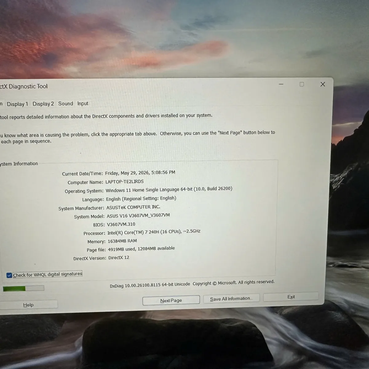 Asus Vivobook Gaming V3607VM-RP044W Core 7-240H/16G/1T/16"/RTX5060 8GB/W11 Đen Cũ