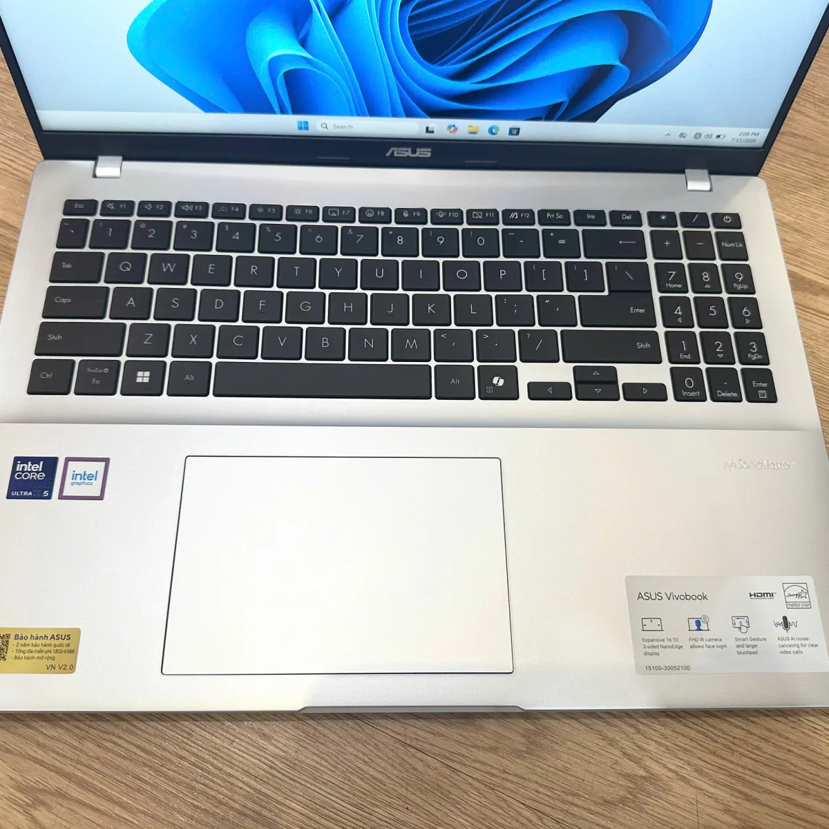 Asus Vivobook X1607CA-MB980W U5-225H/AI/16GB/512GB/16" WUXGA/Win11_Bạc
