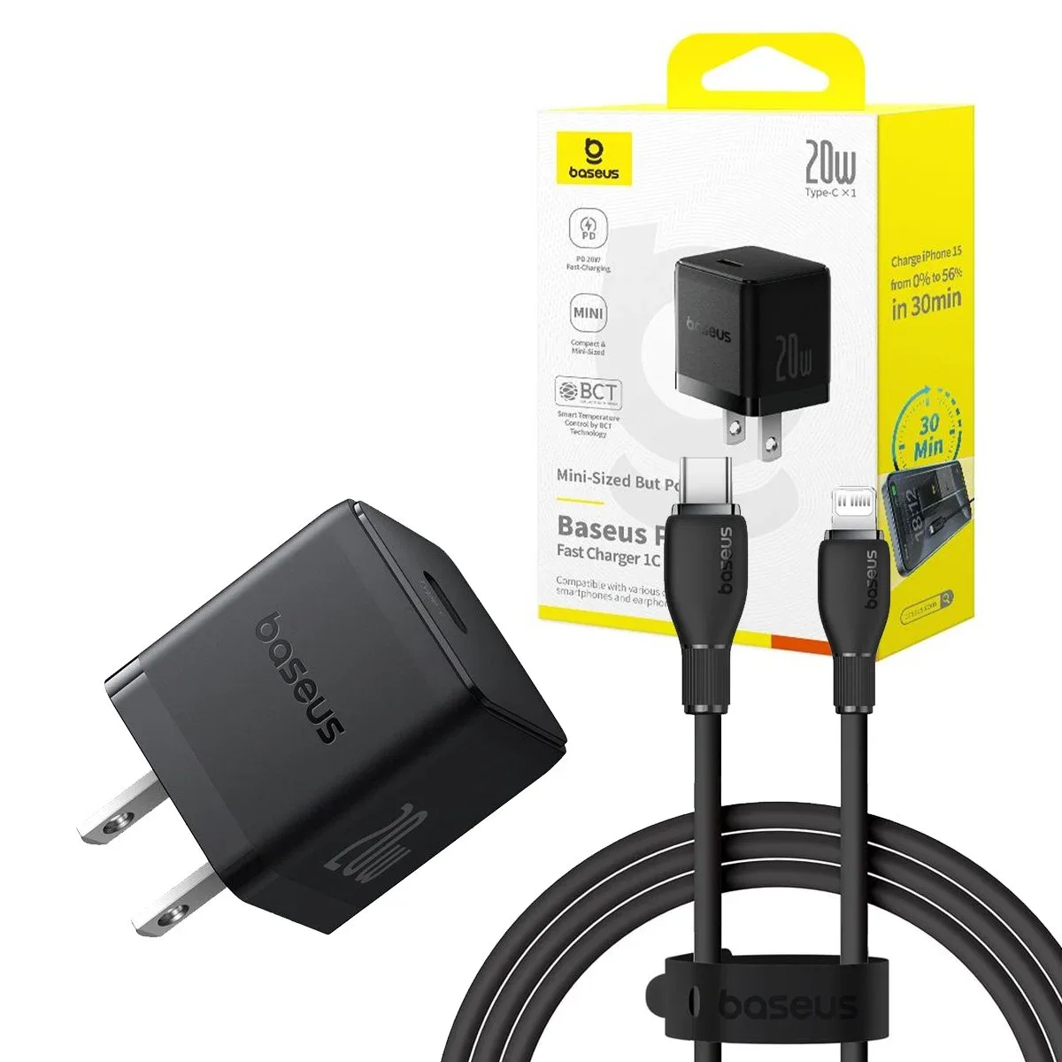 Bộ Sạc Nhanh 20W Baseus Palm USB-C 1M Đen