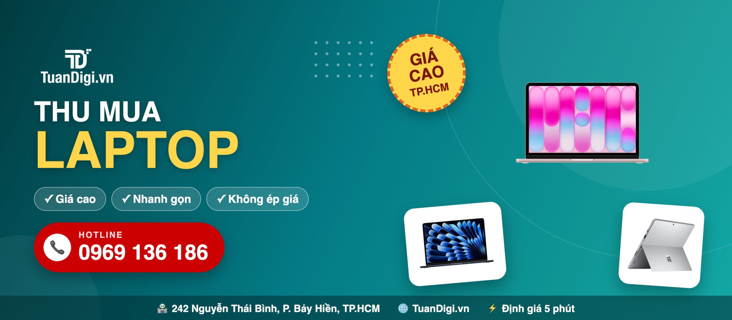 Thu mua laptop cũ giá cao tại TP.HCM - MacBook, Surface