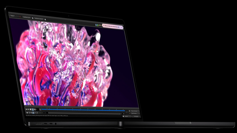 MacBook Pro 14 inch M4 Pro 2024 24GB 512GB cũ màu Space Black mở nắp trên bàn làm việc