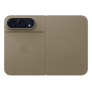 Mặt lưng ốp Folio iPhone Duo Nâu Xám, phần khuyết cụm camera và vân vải TechWoven Mặt lưng ốp Folio iPhone Duo Nâu Xám, phần khuyết cụm camera và vân vải TechWoven