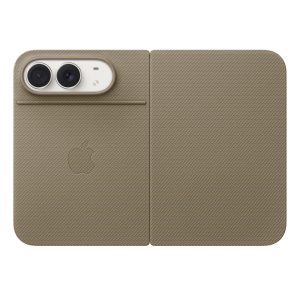Ốp Folio iPhone Duo Nâu Xám gập phẳng, nhìn mặt lưng vải TechWoven Ốp Folio iPhone Duo Nâu Xám gập phẳng, nhìn mặt lưng vải TechWoven