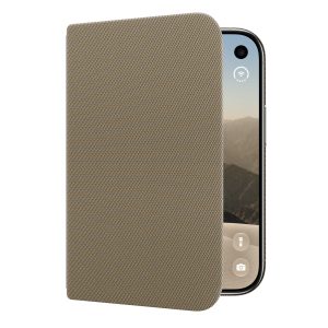 Ốp Folio iPhone Duo Nâu Xám mở nắp, để lộ màn hình Ốp Folio iPhone Duo Nâu Xám mở nắp, để lộ màn hình