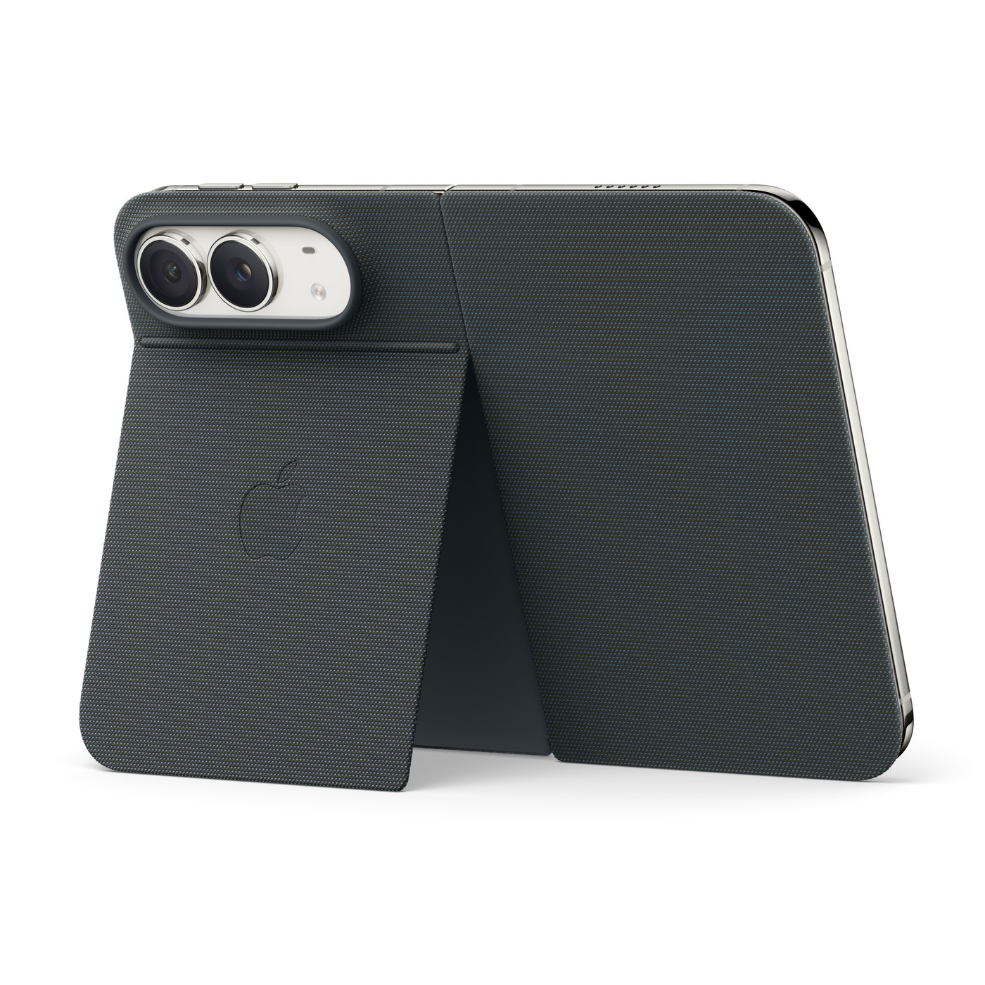 Ốp Folio có Chân Đế cho iPhone Duo màu Xanh Navy đang dựng làm chân đế Ốp Folio có Chân Đế cho iPhone Duo màu Xanh Navy đang dựng làm chân đế