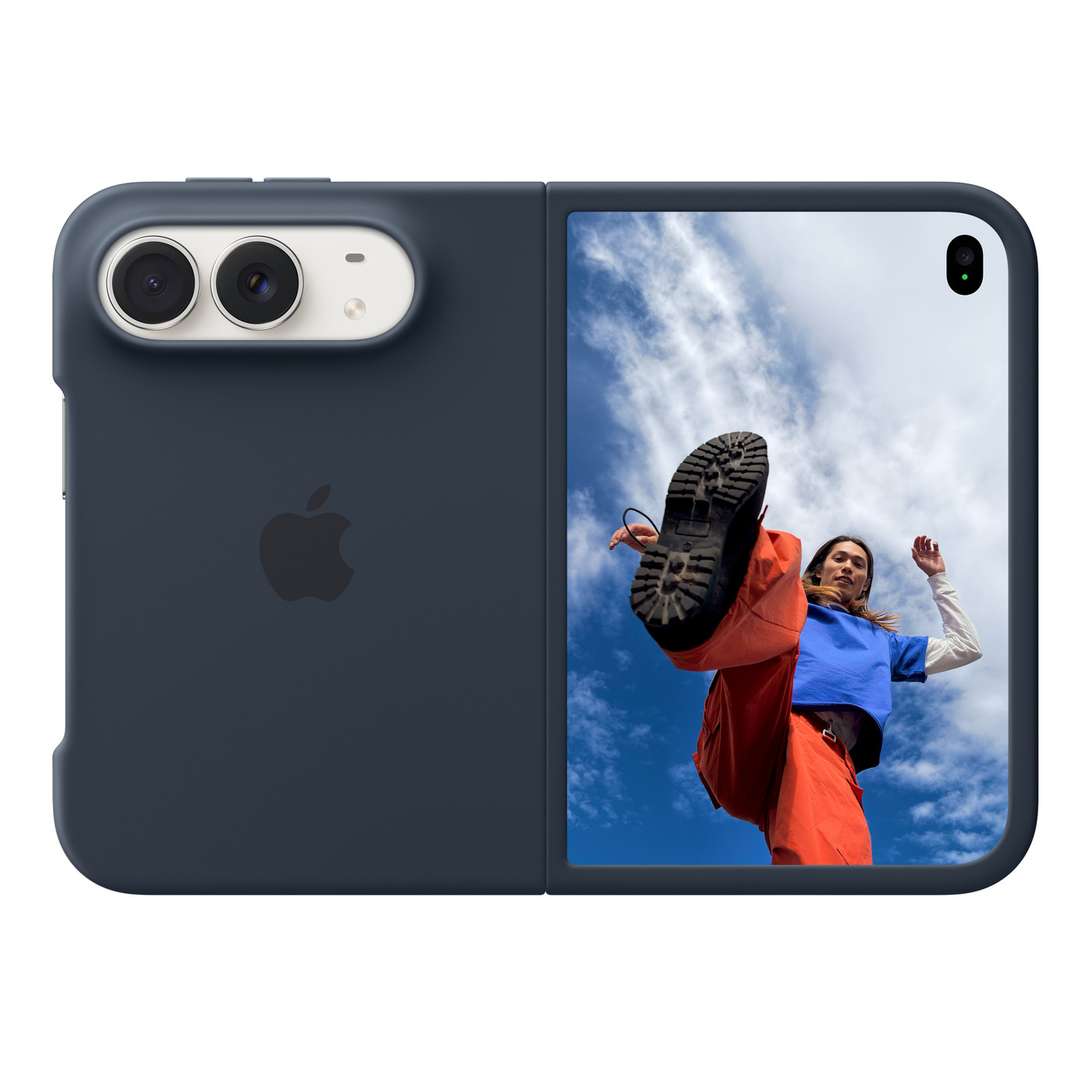Ốp Lưng iPhone Duo Xanh Navy khi gập, nhìn mặt lưng và màn hình ngoài Ốp Lưng iPhone Duo Xanh Navy khi gập, nhìn mặt lưng và màn hình ngoài